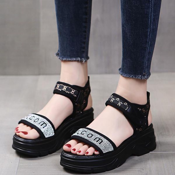 sandals woman increasing summer women rhinestone letters platform shoes beach fashion thick bottom wedges, Black
sandals woman increasing summer women rhinestone letters platform shoes beach fashion thick bottom wedges, Black