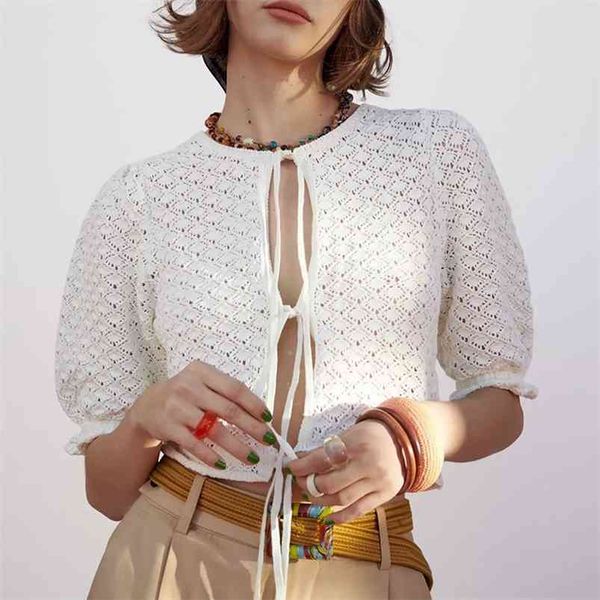 women summer white shirts blouses smock za hollow out bow tie female vintage street knitting clothes blusas 210513
women summer white shirts blouses smock za hollow out bow tie female vintage street knitting clothes blusas 210513