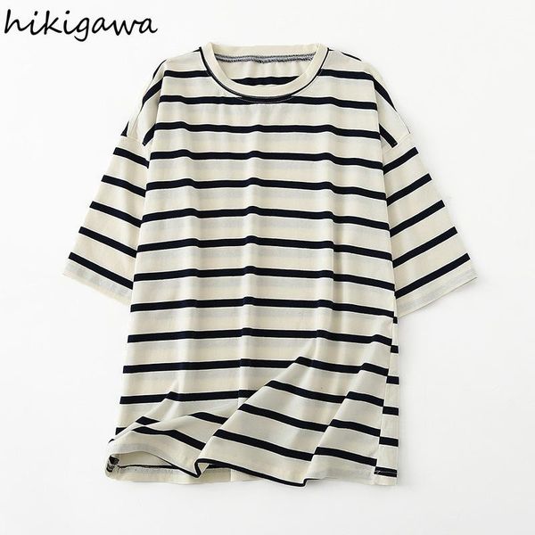 women's t-shirt hikigawa t-shirts summer o neck short sleeve striped casual woman tshirts simple basic contrast color t shirt, White
women's t-shirt hikigawa t-shirts summer o neck short sleeve striped casual woman tshirts simple basic contrast color t shirt, White