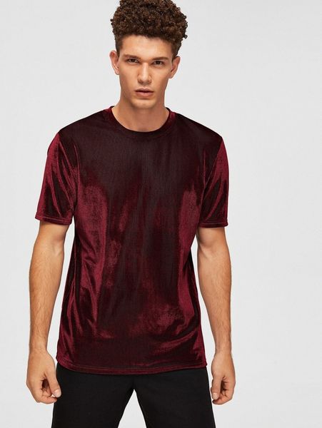 men solid velvet tee d53l#, White;black 
men solid velvet tee d53l#, White;black