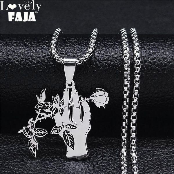 pendant necklaces gothic hand rose stainless steel chain women/men necklace jewelry collane in acciaio n7026s03, Silver
pendant necklaces gothic hand rose stainless steel chain women/men necklace jewelry collane in acciaio n7026s03, Silver