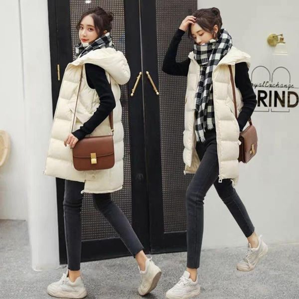winter down cotton gilet femme hooded long coat women solid sleeveless jacket autumn plus size waistcoat women's vest, Black;white
winter down cotton gilet femme hooded long coat women solid sleeveless jacket autumn plus size waistcoat women's vest, Black;white