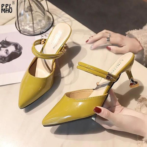 korean style light non-slip shallow slippers fashion wearable slides sandals women 2021 elegant pu leather pointed thin heels, Black
korean style light non-slip shallow slippers fashion wearable slides sandals women 2021 elegant pu leather pointed thin heels, Black