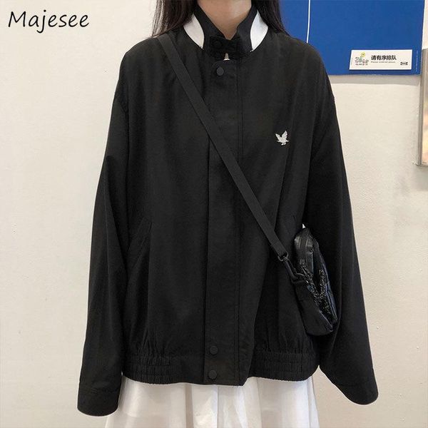 women's jackets women stand collar zipper cartoon embroidery simple bf loose 2xl all-match korean style womens coat chic fashion, Black;brown
women's jackets women stand collar zipper cartoon embroidery simple bf loose 2xl all-match korean style womens coat chic fashion, Black;brown