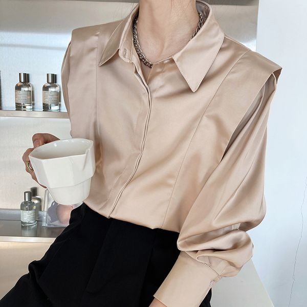 women's blouses & shirts light ripe design satin shirt summer lapel casual blousers long sleeve french elegant ofqr, White
women's blouses & shirts light ripe design satin shirt summer lapel casual blousers long sleeve french elegant ofqr, White