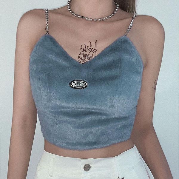 women's tanks & camis cute hairy camisole women crop metal chain sling design tank 2021 summer casual party streetwear vest mujer, White
women's tanks & camis cute hairy camisole women crop metal chain sling design tank 2021 summer casual party streetwear vest mujer, White