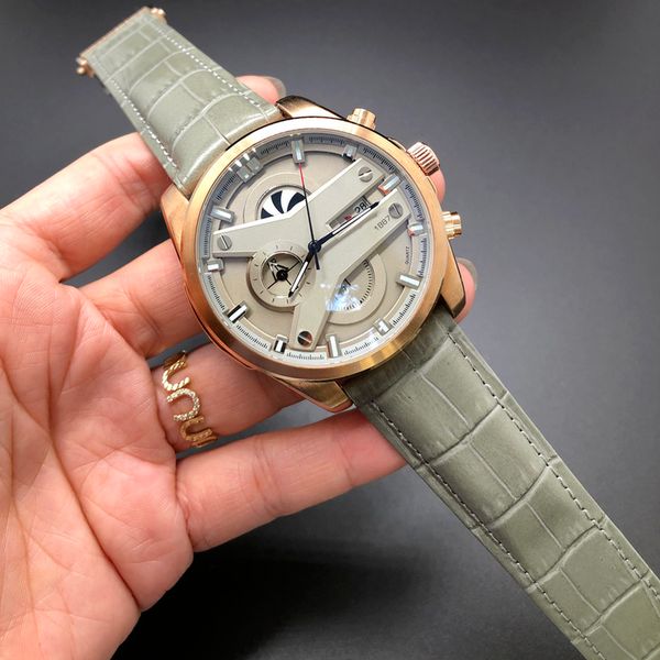 business men's watches 43mm dial leather strap automatic date quartz watch men's gift relogios masculinos ob4017, Slivery;brown
business men's watches 43mm dial leather strap automatic date quartz watch men's gift relogios masculinos ob4017, Slivery;brown