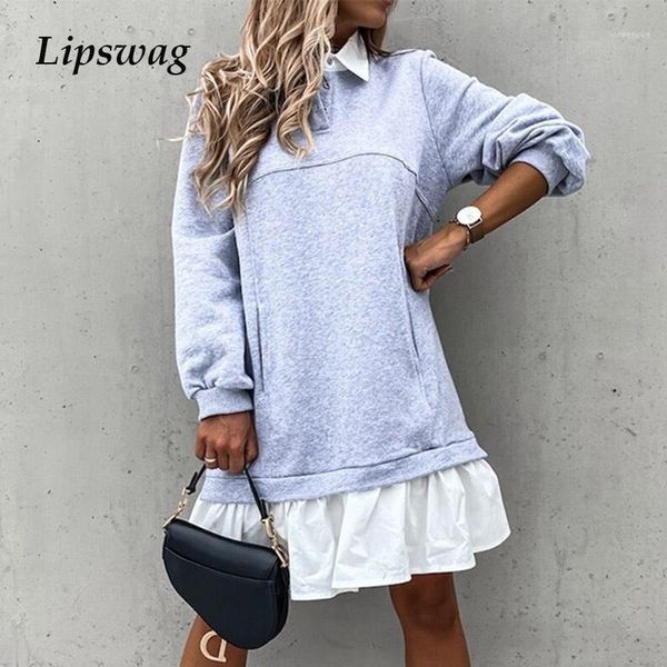 casual dresses women elegant turn-down collar button mini dress 2021 autumn long sleeve ruffles ladies solid color pocket, Black;gray
casual dresses women elegant turn-down collar button mini dress 2021 autumn long sleeve ruffles ladies solid color pocket, Black;gray