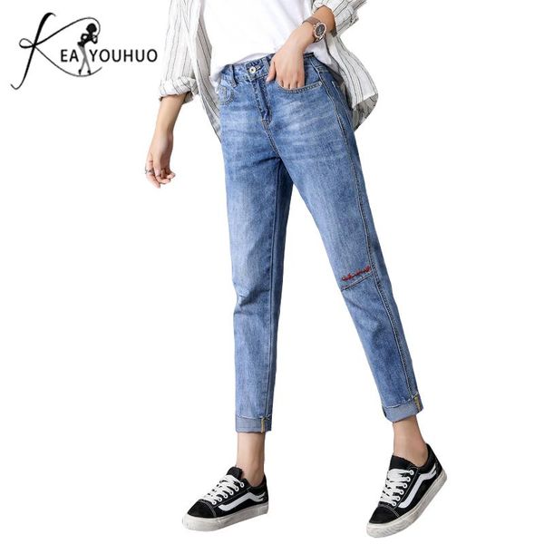 summer embroidery with high waist boyfriend jeans for women female trousers denim pencil pants ripped woman femme women's, Blue
summer embroidery with high waist boyfriend jeans for women female trousers denim pencil pants ripped woman femme women's, Blue