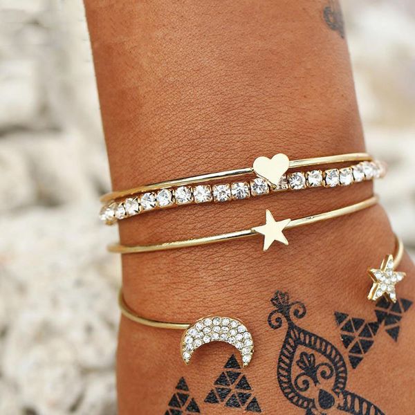 geometric crystal star moon bracelets heart for women fashion alloy gold color bangles jewelry party gifts 4 pcs/set bangle, Black
geometric crystal star moon bracelets heart for women fashion alloy gold color bangles jewelry party gifts 4 pcs/set bangle, Black