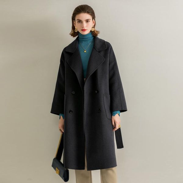 women's wool & blends donsignet mid-length double-faced coat for women office lady solid cashmere womens woolen, Black
women's wool & blends donsignet mid-length double-faced coat for women office lady solid cashmere womens woolen, Black