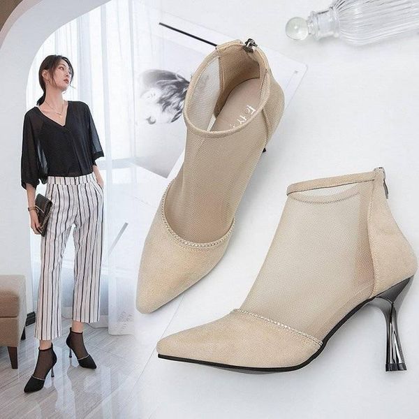 summer fashion solid mesh high heels pointed toe cross lines decoration ankle lady boots grace women ventilate, Black
summer fashion solid mesh high heels pointed toe cross lines decoration ankle lady boots grace women ventilate, Black