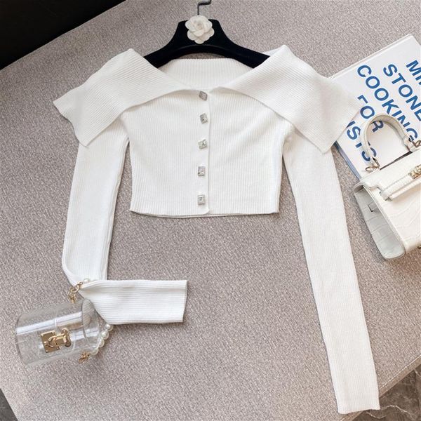 women's knits & tees fabpop 2021 autumn long sleeve sailor collar single breasted silver buttons knitted cardigans women sweater gc229, White
women's knits & tees fabpop 2021 autumn long sleeve sailor collar single breasted silver buttons knitted cardigans women sweater gc229, White