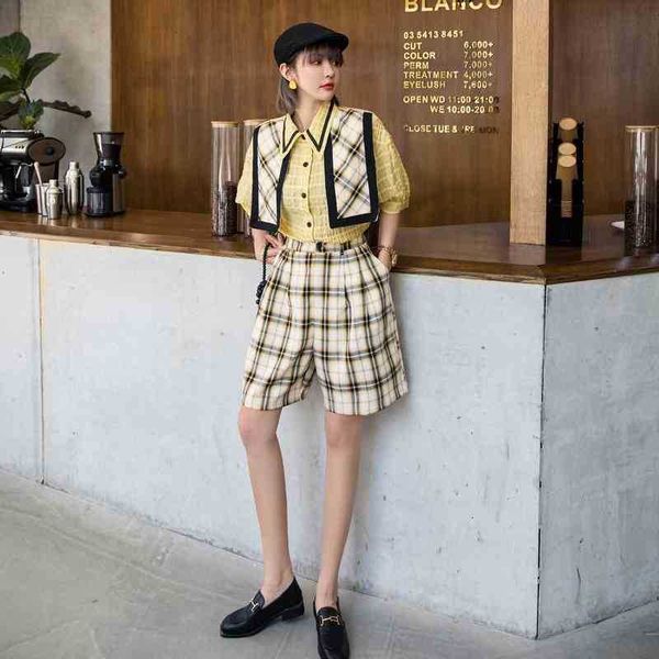 women's shorts yellow plaid summer high waist short wide leg casual women comfy korean 594g, White;black
women's shorts yellow plaid summer high waist short wide leg casual women comfy korean 594g, White;black