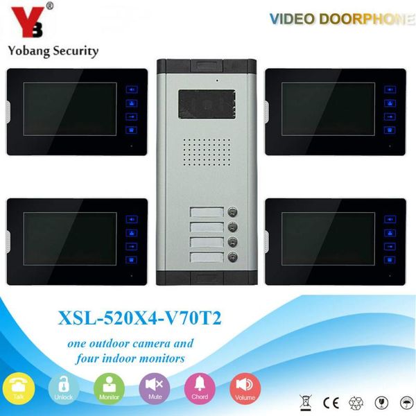 yobang security for 4 apartments/families professional home video door phone wired 7 inch doorbell intercom phones
yobang security for 4 apartments/families professional home video door phone wired 7 inch doorbell intercom phones