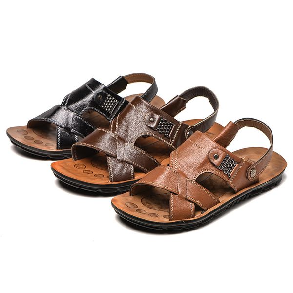 464748 size summer mens sandals fashion casual soft bottom beach shoes cowhide mens sandals sweat-proof non-slip dual-use outdoor wear, Black
464748 size summer mens sandals fashion casual soft bottom beach shoes cowhide mens sandals sweat-proof non-slip dual-use outdoor wear, Black