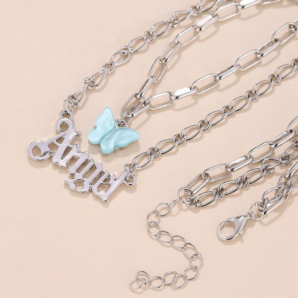double layer acrylic butterfly fashion angel pendant babygirl english letter necklace 1l9z, Silver
double layer acrylic butterfly fashion angel pendant babygirl english letter necklace 1l9z, Silver