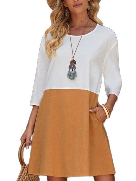 casual dresses women's clothing 2021 summer simplicity loose round neck splicing dress, Black;gray
casual dresses women's clothing 2021 summer simplicity loose round neck splicing dress, Black;gray