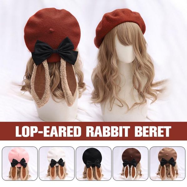 berets harajuku hand-made the loppy eared beret japanese lolita cap female sweet bowknot hat pancakes wool beanies, Blue;gray
berets harajuku hand-made the loppy eared beret japanese lolita cap female sweet bowknot hat pancakes wool beanies, Blue;gray