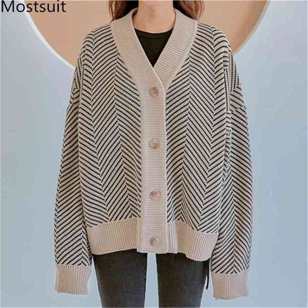 spring korean fashion striped v-neck cardigans sweaters women long sleeve singe breasted loose casual office 210513, White
spring korean fashion striped v-neck cardigans sweaters women long sleeve singe breasted loose casual office 210513, White