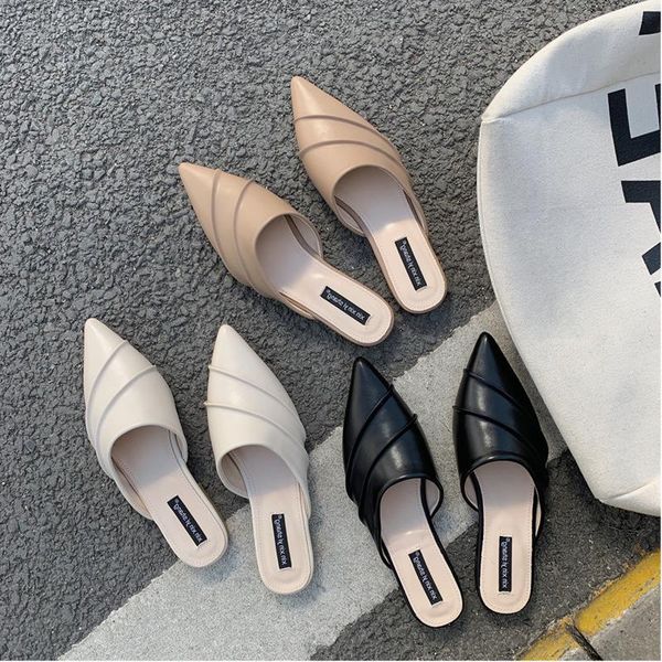 slippers 2021 fashion women summer leather mules shoes pointed toe flats brand shallow slip on slide woman outside slides, Black
slippers 2021 fashion women summer leather mules shoes pointed toe flats brand shallow slip on slide woman outside slides, Black