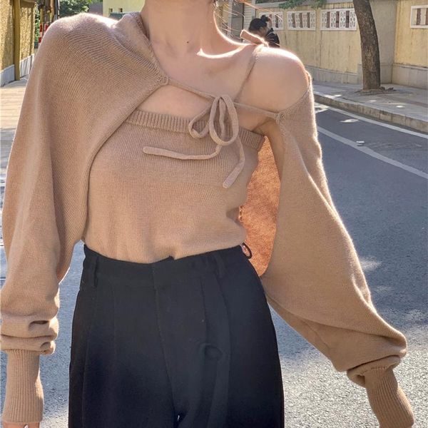 women's knits & tees spring lace long sleeve shawl jacket + sling knitted two-piece sweater cropped cardigan, White
women's knits & tees spring lace long sleeve shawl jacket + sling knitted two-piece sweater cropped cardigan, White