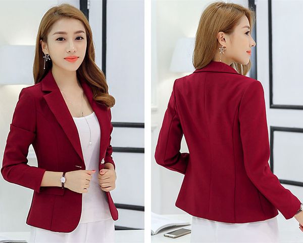 women suit jackets work office slim ladies blazer short design long sleeve feminino wine red navy blue gray, Black;brown
women suit jackets work office slim ladies blazer short design long sleeve feminino wine red navy blue gray, Black;brown