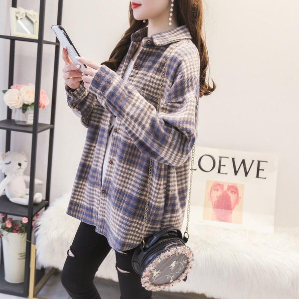 autumn casual plaid shirt women coats buttons pockets female jackets coat streetwear ladies spring loose outerwear women's, Black;brown
autumn casual plaid shirt women coats buttons pockets female jackets coat streetwear ladies spring loose outerwear women's, Black;brown