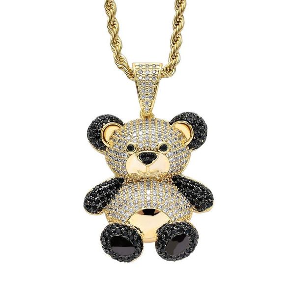 bling iced out teddy bear pendant pave full cubic zircon fashion hip hop jewelry panda necklace for women men gift x0509, Black
bling iced out teddy bear pendant pave full cubic zircon fashion hip hop jewelry panda necklace for women men gift x0509, Black