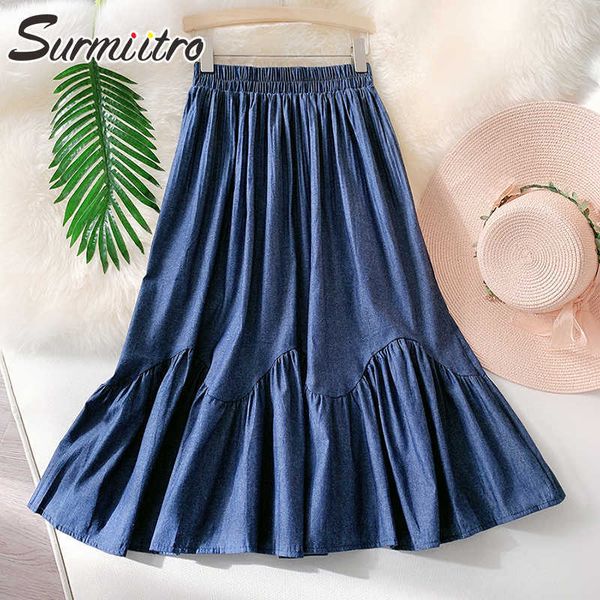surmiitro cotton summer midi long pleated skirt women korean style blue black mid-length high waist mermaid skirt female 210712
surmiitro cotton summer midi long pleated skirt women korean style blue black mid-length high waist mermaid skirt female 210712