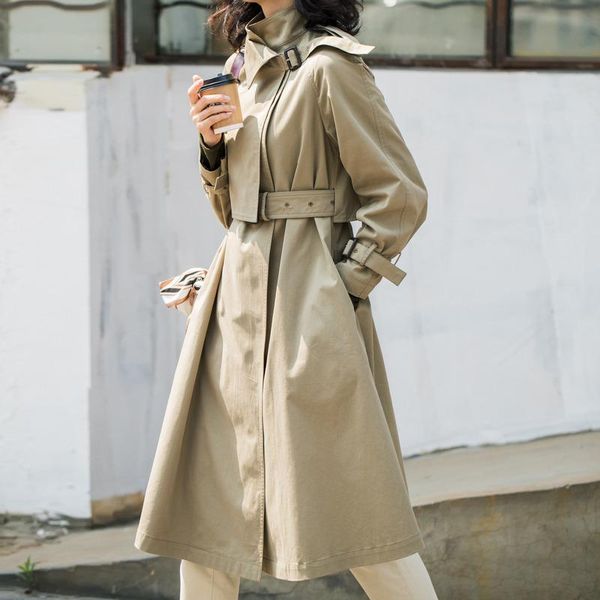 women's trench coats vintage fashion female coat turn-down collar solid adjustable waist wide-waisted for women, Tan;black
women's trench coats vintage fashion female coat turn-down collar solid adjustable waist wide-waisted for women, Tan;black
