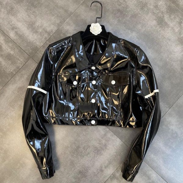 women's jackets 2021 lapel women long-sleeved pockets black shiny patent leatherwomen's coat cool handsome trendy short, Black;brown
women's jackets 2021 lapel women long-sleeved pockets black shiny patent leatherwomen's coat cool handsome trendy short, Black;brown