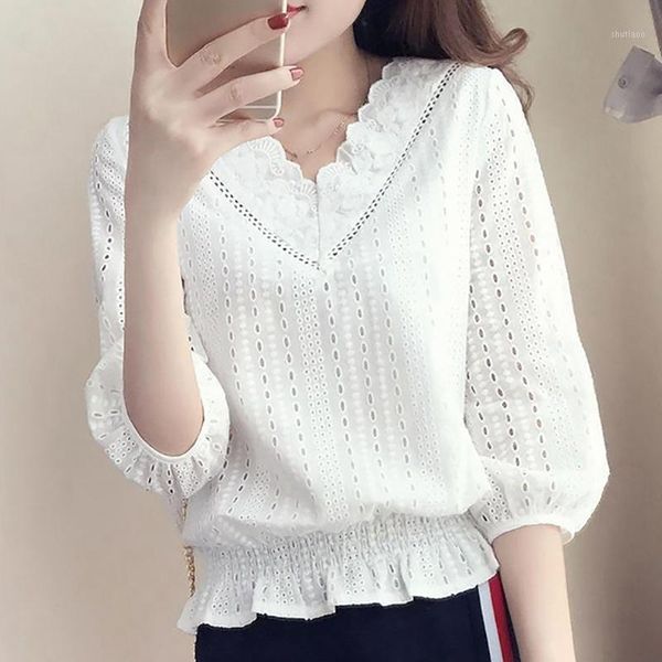 women's white blouse girl lace crochet v neck hollow out shirts female elegant blouses clothing &
women's white blouse girl lace crochet v neck hollow out shirts female elegant blouses clothing &