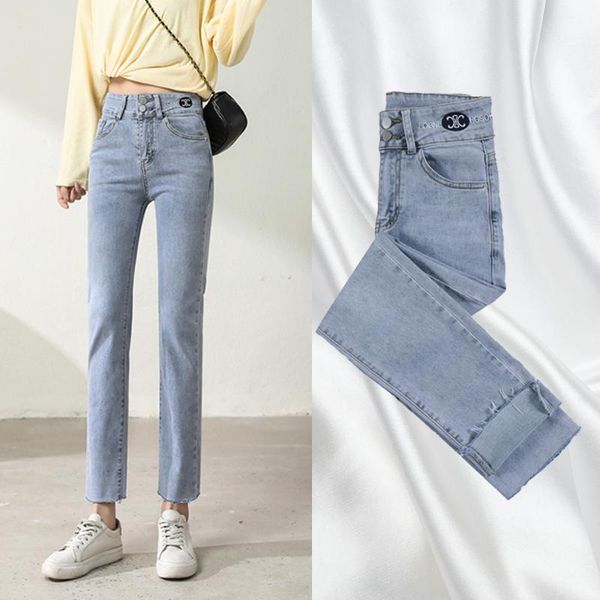 women's jeans spring embroidery straight high waist wide leg slimming ankle-length stretchy korean style, Blue
women's jeans spring embroidery straight high waist wide leg slimming ankle-length stretchy korean style, Blue