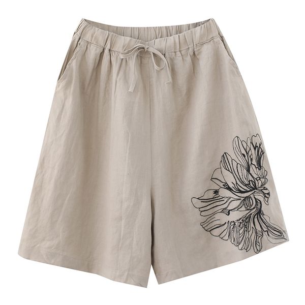 women's shorts belted elastic waist women vintage embroidery cotton linen fashion summer loose mx8y, White;black
women's shorts belted elastic waist women vintage embroidery cotton linen fashion summer loose mx8y, White;black