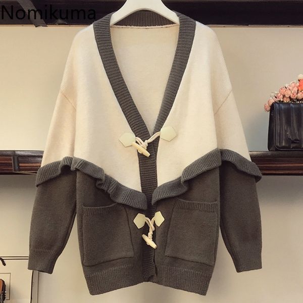 nomikuma contrast color sweaters women fashion knitted v neck single breasted cardigans femme loose long sleeve coats 3d002 210514, White;black
nomikuma contrast color sweaters women fashion knitted v neck single breasted cardigans femme loose long sleeve coats 3d002 210514, White;black