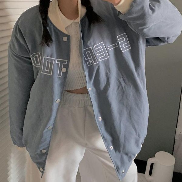 women's jackets vintage letter embroidered baseball jacket women long sleeve button loose korean style harajuku casual uniform, Black;brown
women's jackets vintage letter embroidered baseball jacket women long sleeve button loose korean style harajuku casual uniform, Black;brown