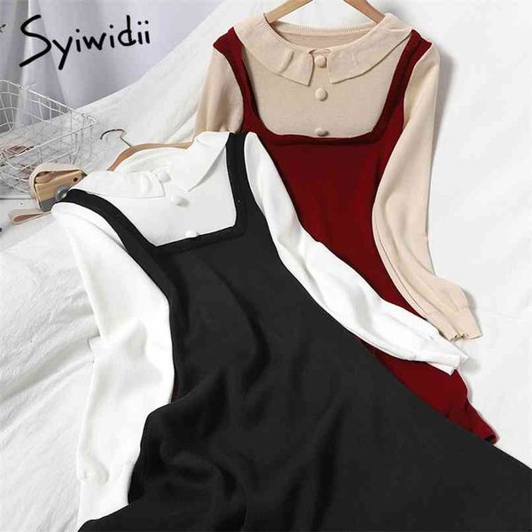 fake 2 piece knitted dresses women breasted contrase color spliced peter pan collar long sleeve a-line winter 210607, Black;gray
fake 2 piece knitted dresses women breasted contrase color spliced peter pan collar long sleeve a-line winter 210607, Black;gray