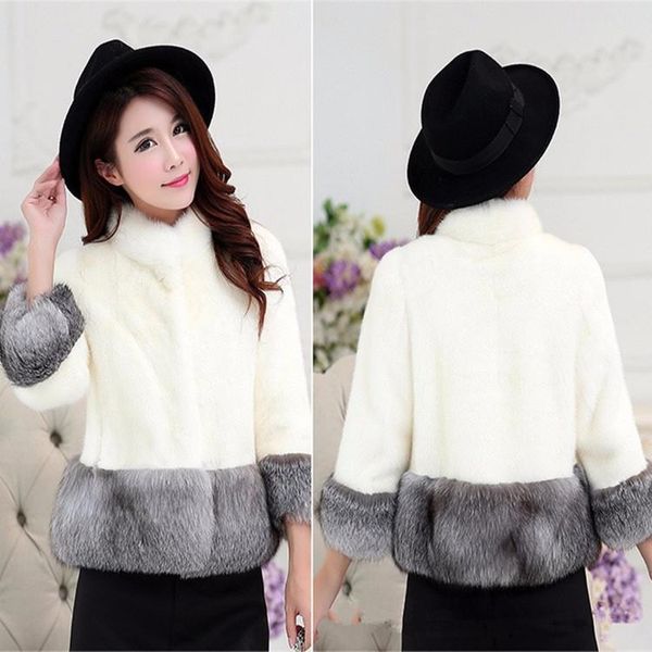 women's fur & faux the winter imitation trim thin collar short coat mink woman coats and jackets, Black
women's fur & faux the winter imitation trim thin collar short coat mink woman coats and jackets, Black