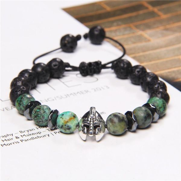 beaded, strands lava stone braided bracelet men natural turquoises sparta mask charm hematite energy jewelry pulseira hombres, Black
beaded, strands lava stone braided bracelet men natural turquoises sparta mask charm hematite energy jewelry pulseira hombres, Black
