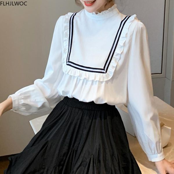 retro vintage long sleeve ruffled striped casual cute fashion design women white basic shirts blouses women's &
retro vintage long sleeve ruffled striped casual cute fashion design women white basic shirts blouses women's &