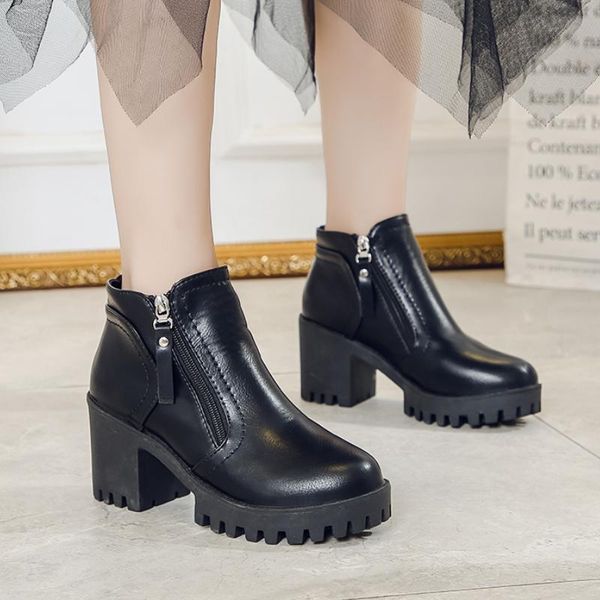 boots style round toe zipper winter chaussure femme vintage women's square heels ankle platform high booties mujer, Black
boots style round toe zipper winter chaussure femme vintage women's square heels ankle platform high booties mujer, Black