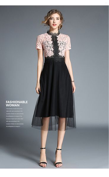 casual dresses women summer quality lace elegant slim cutout floral patches black mesh party midi flare vestidos vbrf, Black;gray
casual dresses women summer quality lace elegant slim cutout floral patches black mesh party midi flare vestidos vbrf, Black;gray