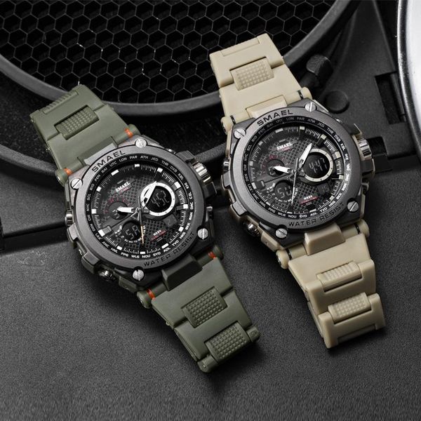army men's clock quartz wristwatch led military dual display watches green men digital sports montre homme wristwatches, Slivery;brown
army men's clock quartz wristwatch led military dual display watches green men digital sports montre homme wristwatches, Slivery;brown