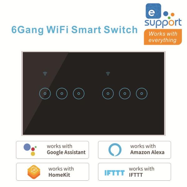 smart home control ac90-240v wifi switch tuya ewelink 6 gang glass touch panel wall wireless alexa google compatible
smart home control ac90-240v wifi switch tuya ewelink 6 gang glass touch panel wall wireless alexa google compatible
