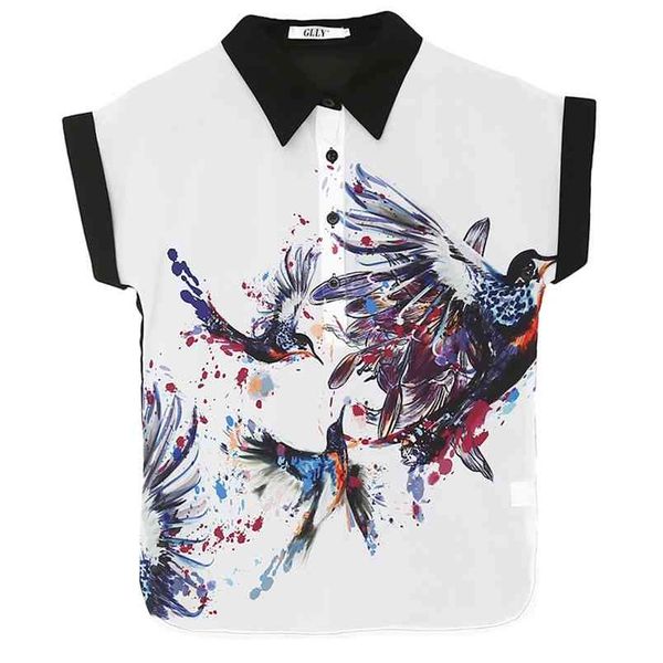 summer women turn down collar short sleeves birds painting chiffon shirts female casual pullover shirt blouse 210428, White
summer women turn down collar short sleeves birds painting chiffon shirts female casual pullover shirt blouse 210428, White