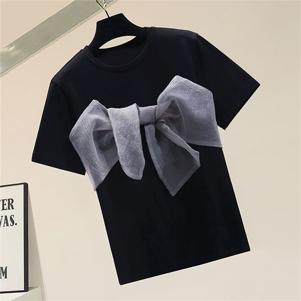 women's t-shirt fashion patchwork big bow short sleeve cotton t shirt woman baggy loose o-neck thin white black summer clothe
women's t-shirt fashion patchwork big bow short sleeve cotton t shirt woman baggy loose o-neck thin white black summer clothe