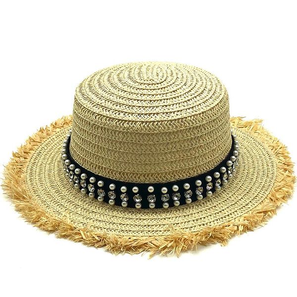 wide brim hats 2021 summer flat sun for women chapeau feminino straw hat panama style cappelli side with pearl beach bucket cap girl e, Blue;gray
wide brim hats 2021 summer flat sun for women chapeau feminino straw hat panama style cappelli side with pearl beach bucket cap girl e, Blue;gray