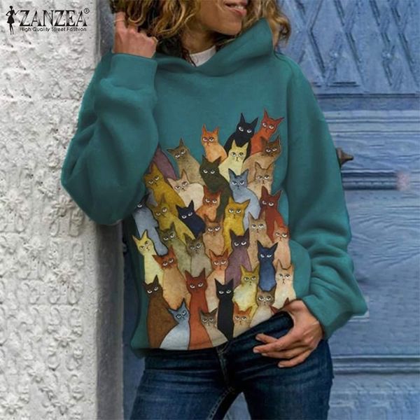 women's hoodies & sweatshirts zanzea autumn elegant long sleeve cat printed retro hooded women fashion casual oversized chic blouse swe, Black
women's hoodies & sweatshirts zanzea autumn elegant long sleeve cat printed retro hooded women fashion casual oversized chic blouse swe, Black