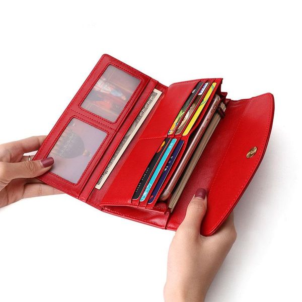 wallets fashion genuine leather women long oil wax cowhide female trifold wallet purse card holder, Red;black
wallets fashion genuine leather women long oil wax cowhide female trifold wallet purse card holder, Red;black